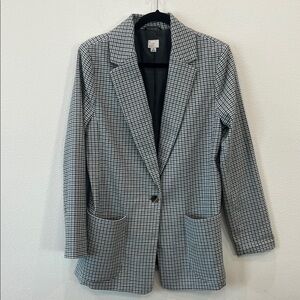 A new day Monochrome Plaid Long Blazer Women’s M Fall/Winter Fully Lined
